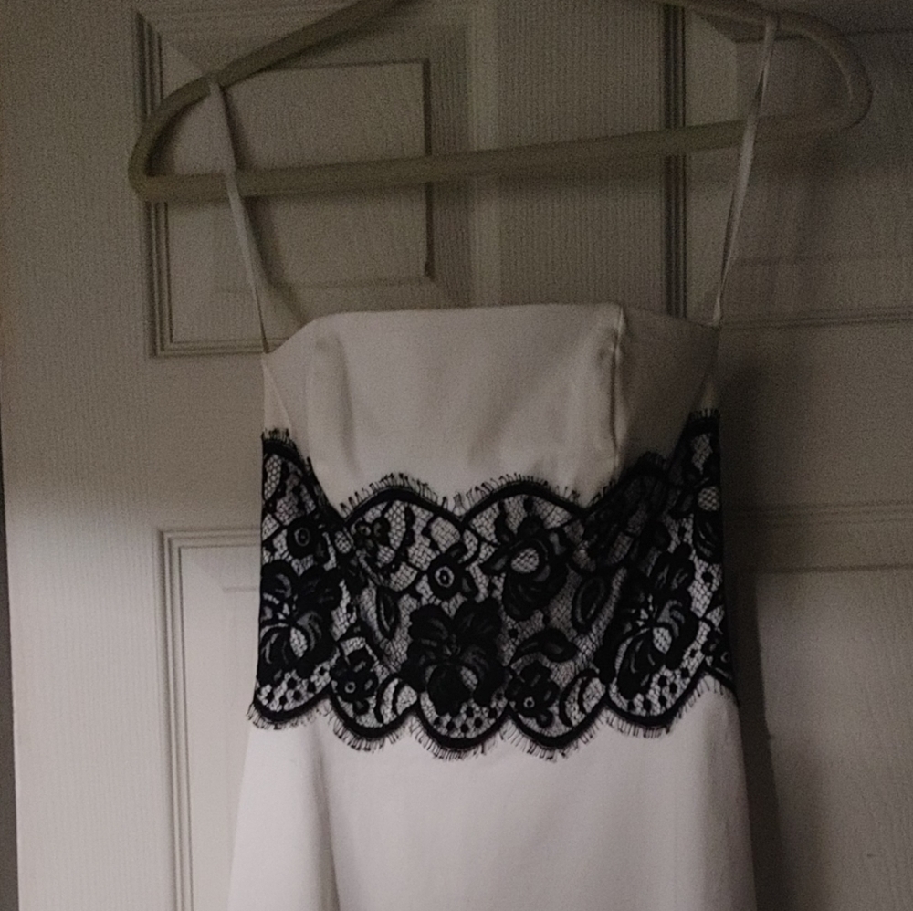 Strapless white & black cocktail dress